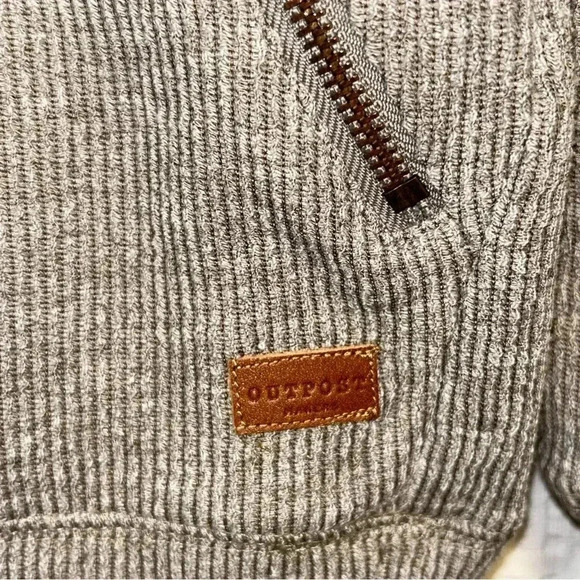 NEW Outpost Makers Buckle Sz M Knit 1/4 Zip Sweater Terry Cloth Beige Brown - Picture 9 of 13